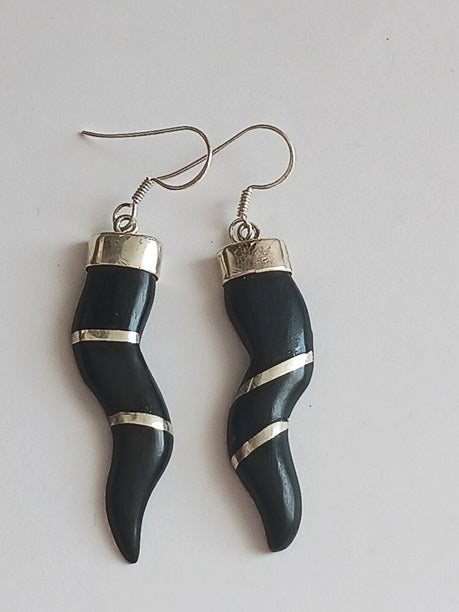Boucles d'oreilles en argent et bois