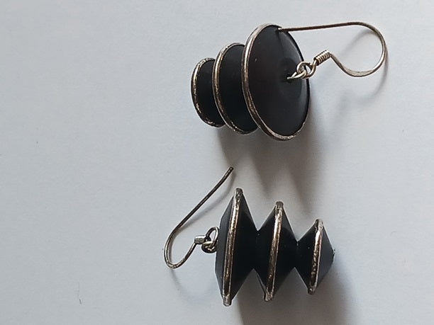 Boucles d'oreilles en bois et fil d'argent