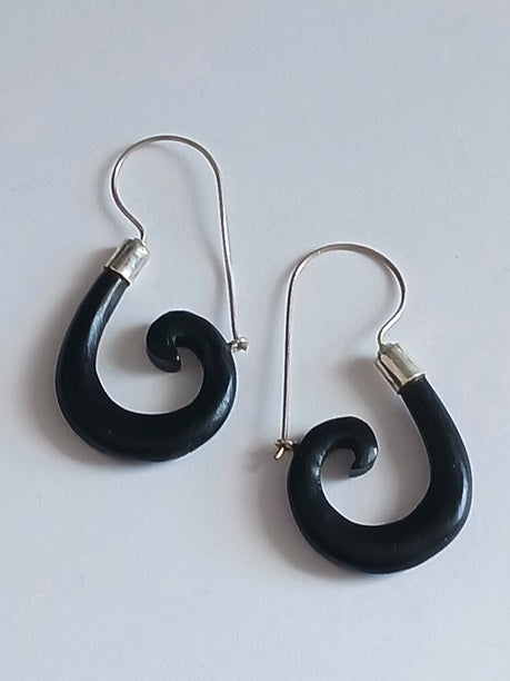 Boucles d'oreilles en argent et bois
