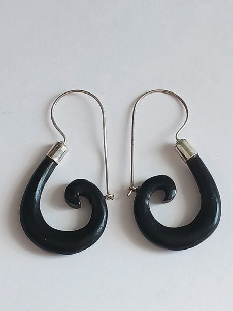 Boucles d'oreilles en argent et bois