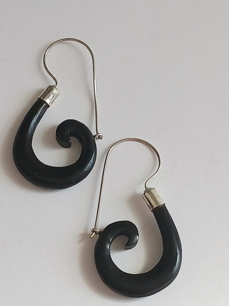 Boucles d'oreilles en argent et bois