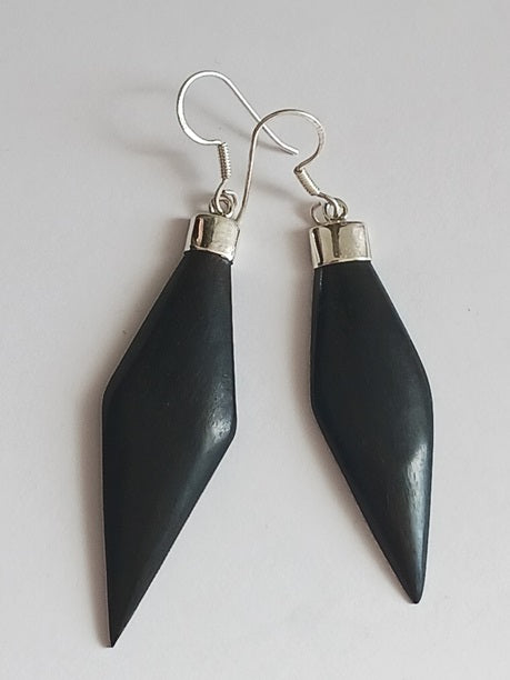 Boucles d'oreilles en argent et bois