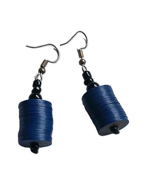 Boucles d'oreilles africaines en plastique recyclé et perles