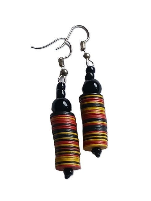 Boucles d'oreilles africaines en plastique recyclé et perles