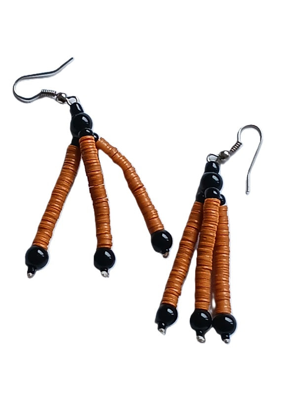Boucles d'oreilles africaines en plastique recyclé et perles