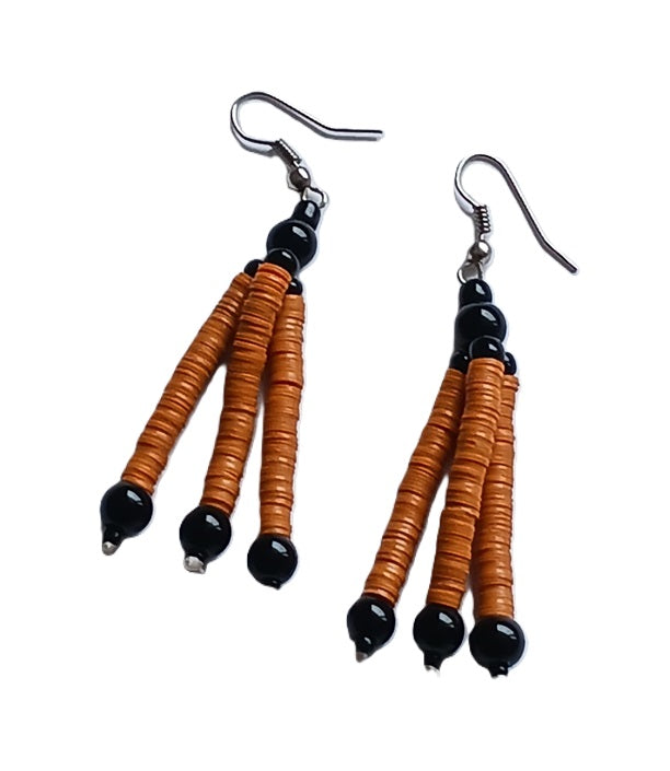 Boucles d'oreilles africaines en plastique recyclé et perles