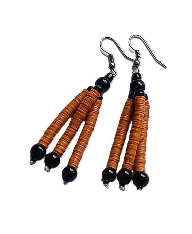 Boucles d'oreilles africaines en plastique recyclé et perles