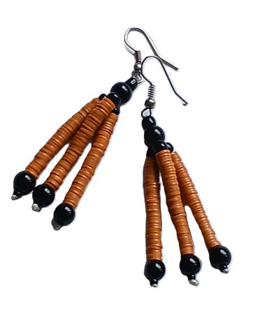 Boucles d'oreilles africaines en plastique recyclé et perles