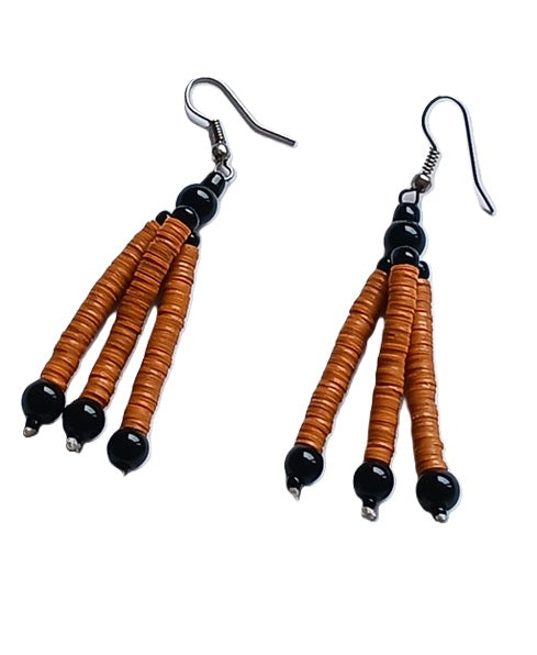 Boucles d'oreilles africaines en plastique recyclé et perles