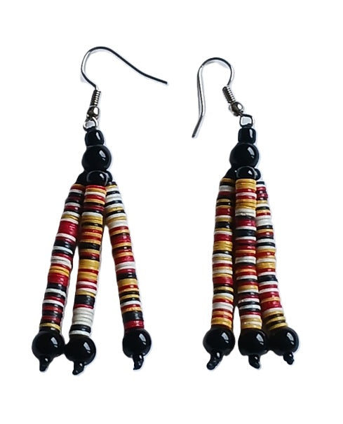 Boucles d'oreilles africaines en plastique recyclé et perles
