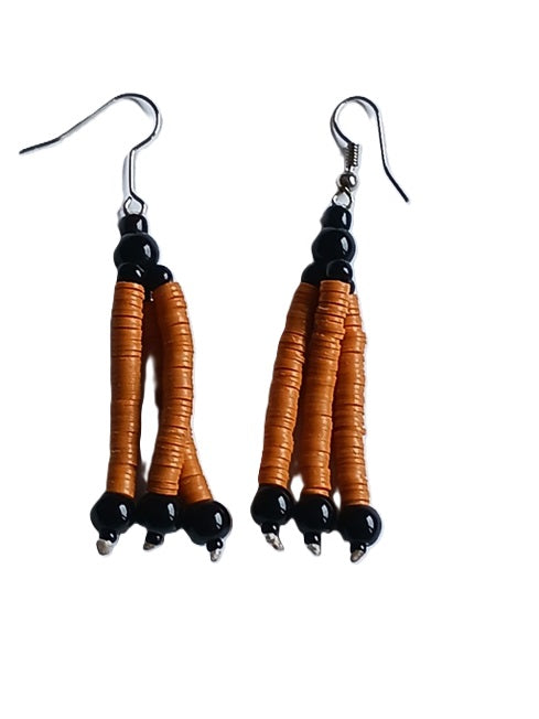 Boucles d'oreilles africaines en plastique recyclé et perles