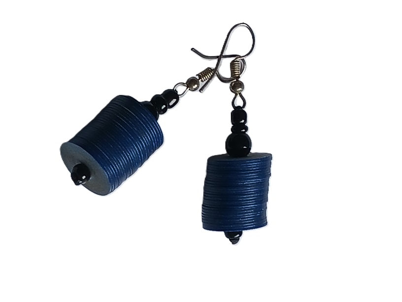Boucles d'oreilles africaines en plastique recyclé et perles