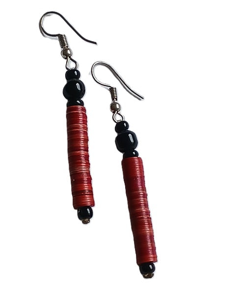 Boucles d'oreilles africaines en plastique recyclé et perles