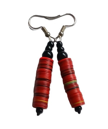Boucles d'oreilles africaines en plastique recyclé et perles