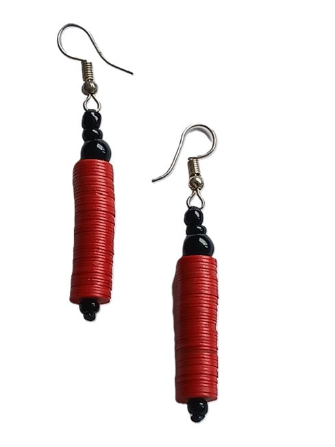 Boucles d'oreilles africaines en plastique recyclé et perles