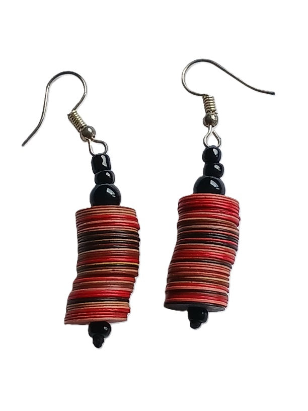 Boucles d'oreilles africaines en plastique recyclé et perles