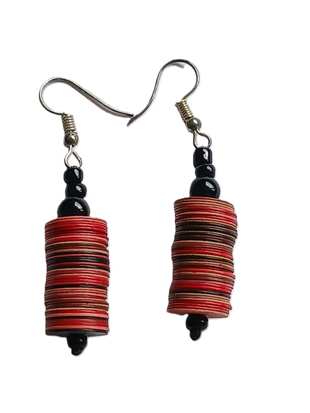 Boucles d'oreilles africaines en plastique recyclé et perles