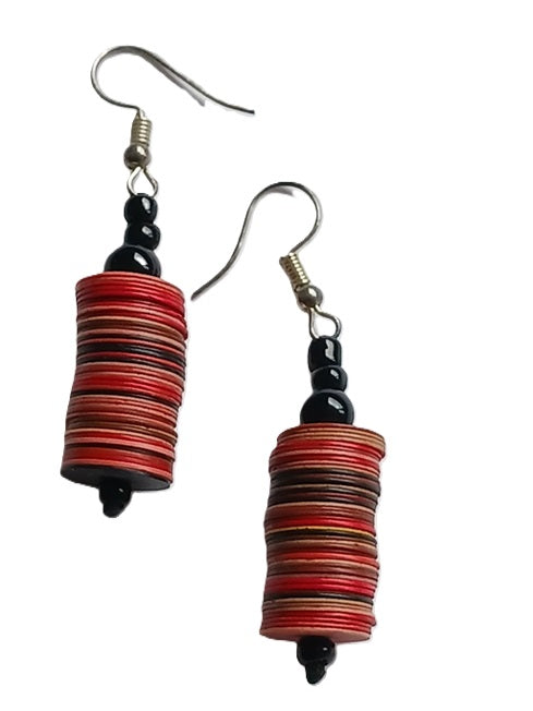 Boucles d'oreilles africaines en plastique recyclé et perles