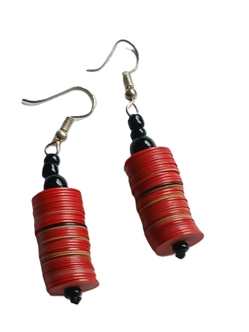 Boucles d'oreilles africaines en plastique recyclé et perles