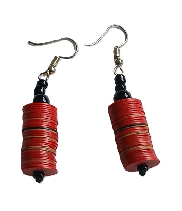 Boucles d'oreilles africaines en plastique recyclé et perles