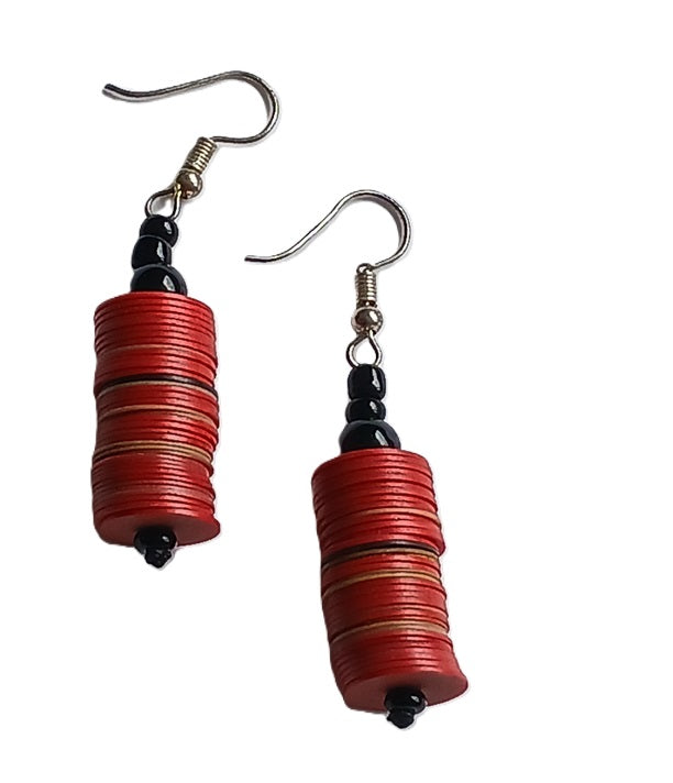Boucles d'oreilles africaines en plastique recyclé et perles