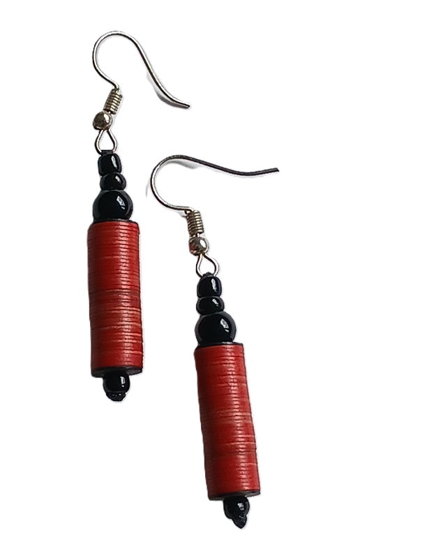 Boucles d'oreilles africaines en plastique recyclé et perles