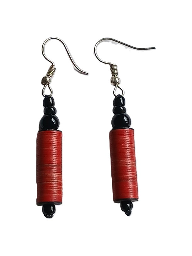 Boucles d'oreilles africaines en plastique recyclé et perles