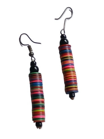 Boucles d'oreilles africaines en plastique recyclé et perles