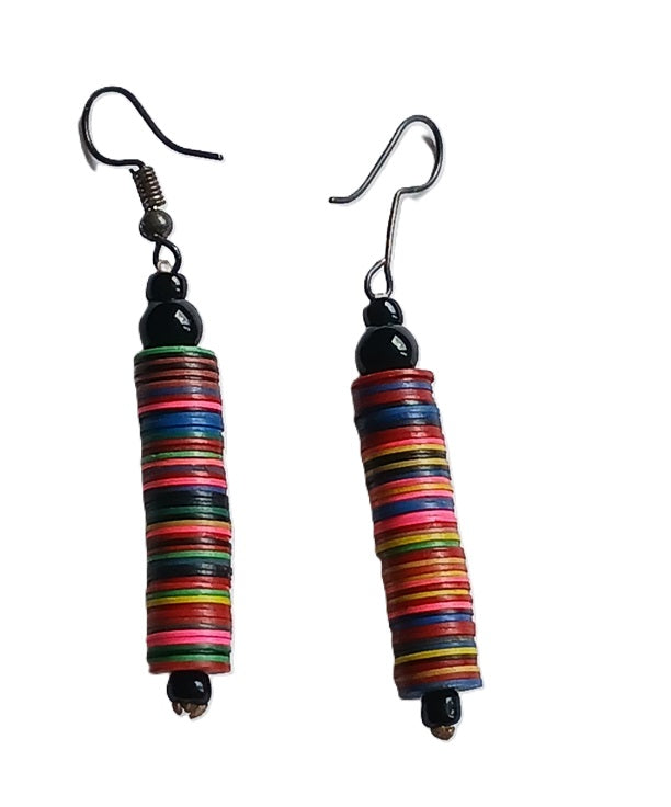 Boucles d'oreilles africaines en plastique recyclé et perles