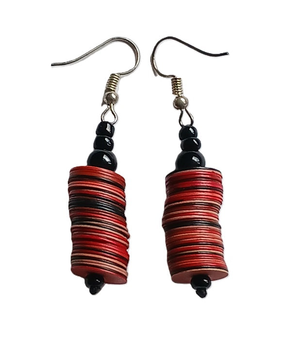 Boucles d'oreilles africaines en plastique recyclé et perles