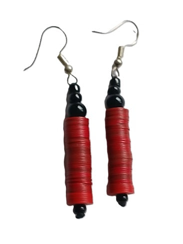 Boucles d'oreilles africaines en plastique recyclé et perles