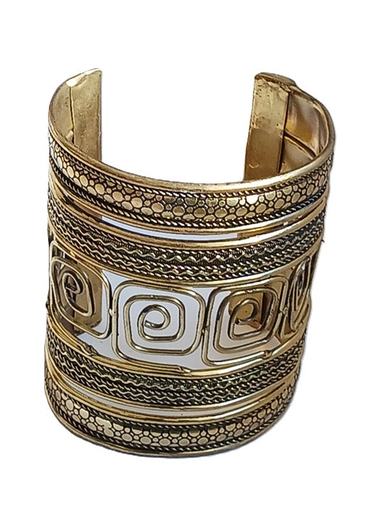 Bracelet manchette en métal couleur bronze