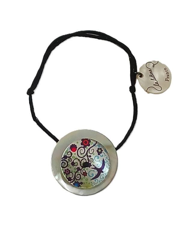 Bracelet ajustable en nacre avec anneau en argent (La Lutine)