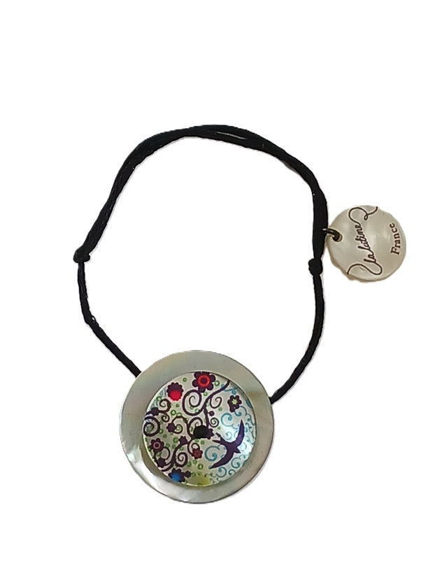 Bracelet ajustable en nacre avec anneau en argent (La Lutine)