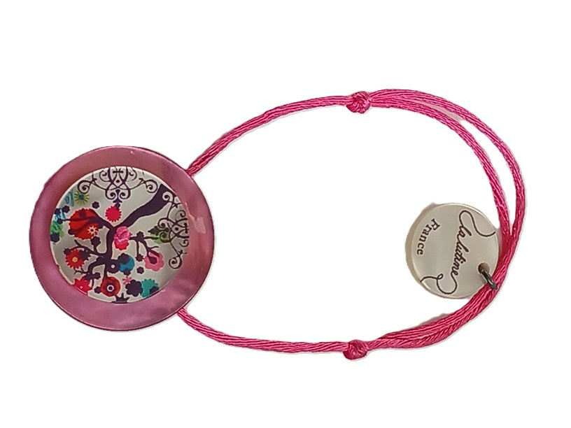Bracelet ajustable en nacre avec anneau en argent (La Lutine)