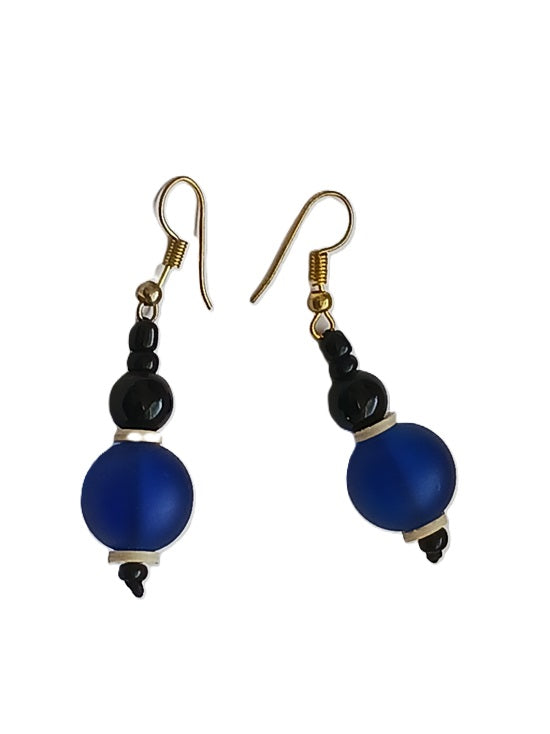 Boucles d'oreilles africaines en pate de verre et perles