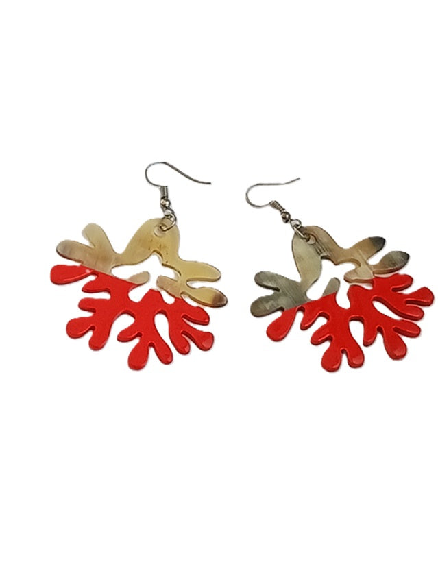 Boucles d'oreilles en corne laquée