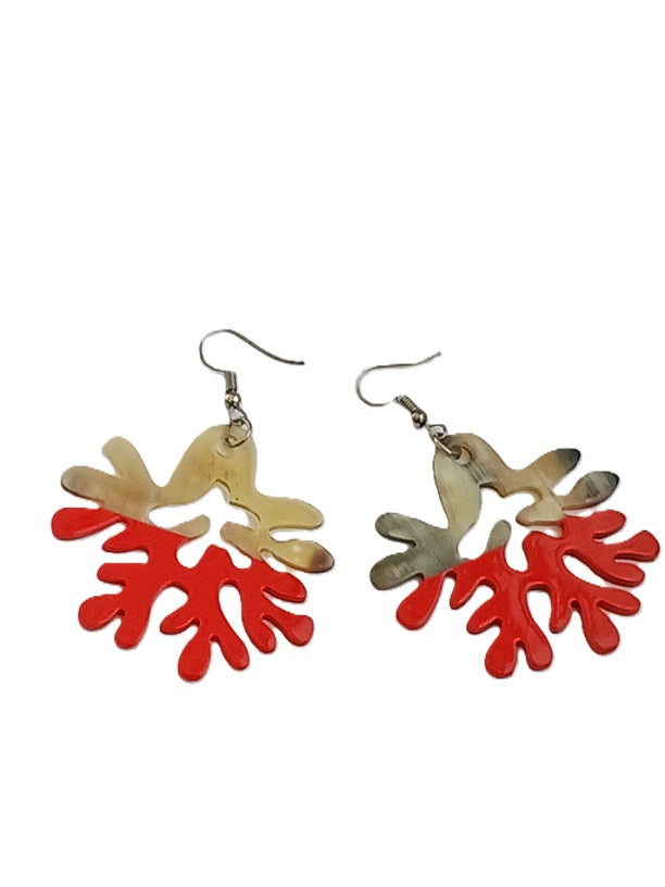 Boucles d'oreilles en corne laquée