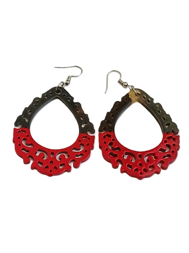 Boucles d'oreilles en corne laquée