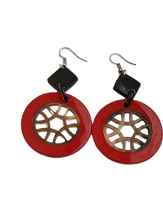 Boucles d'oreilles en corne laquée