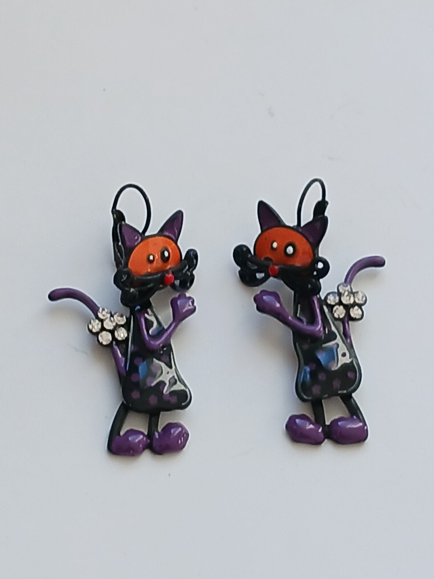 Boucles d'oreilles chat articulé mobile
