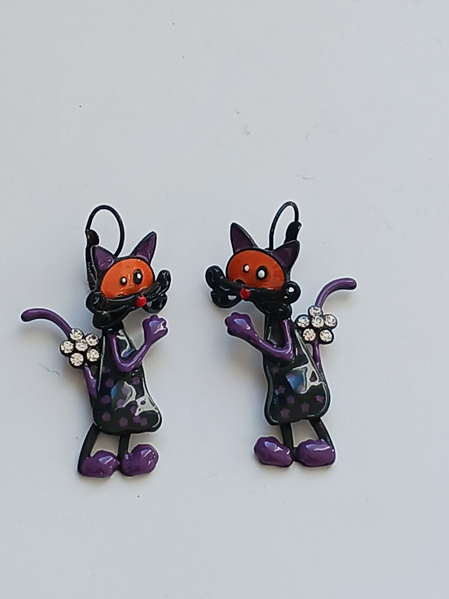 Boucles d'oreilles chat articulé mobile