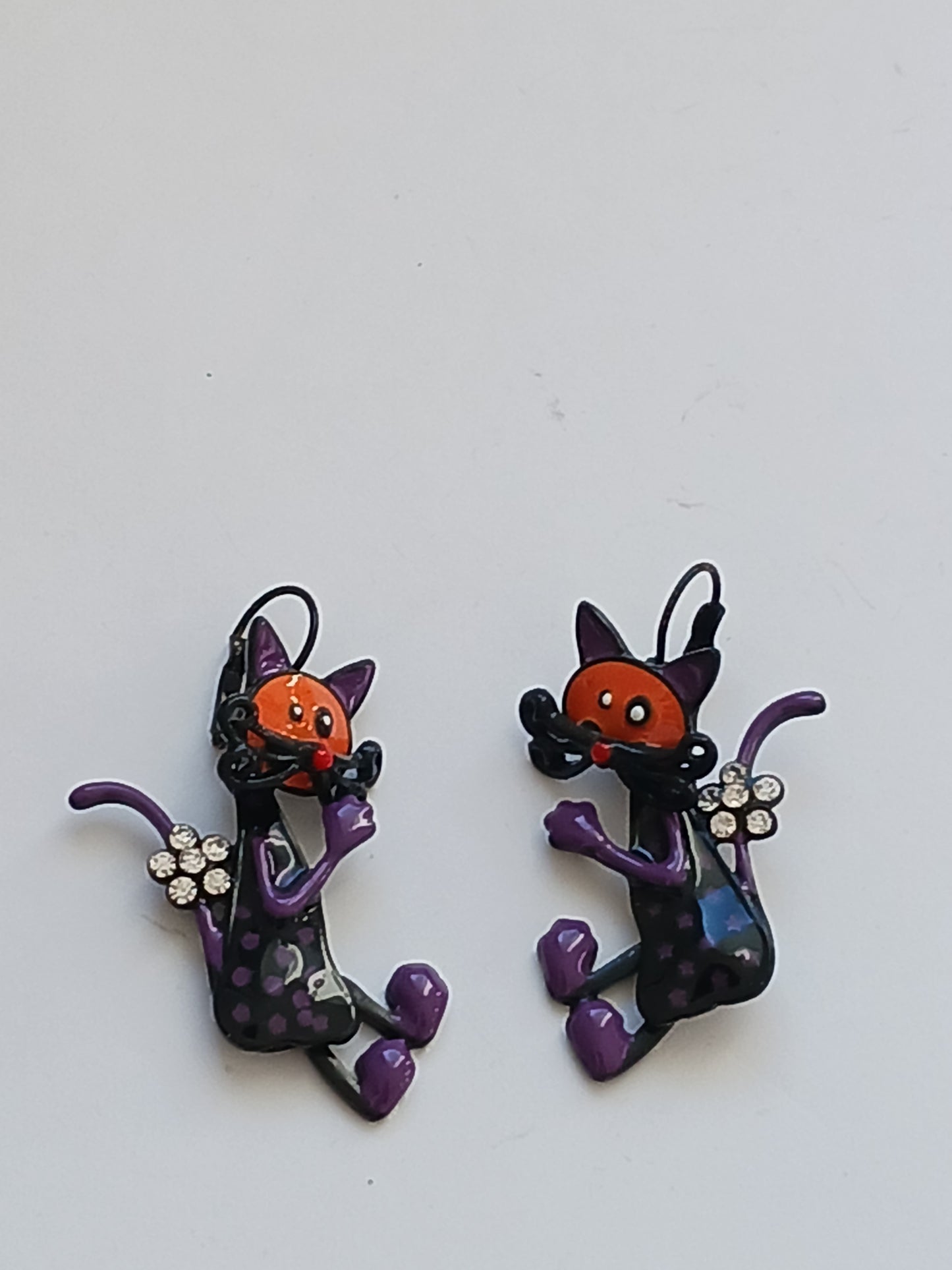 Boucles d'oreilles chat articulé mobile