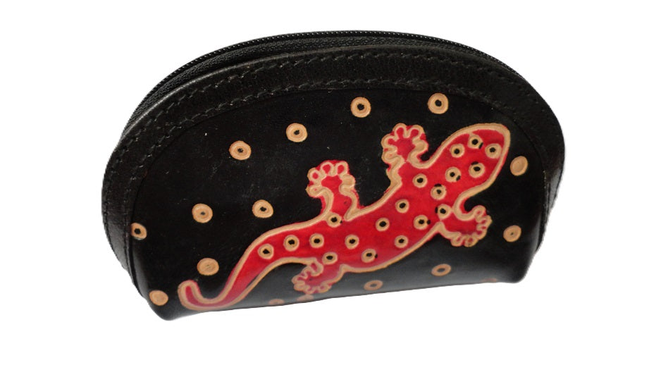 Porte monnaies en cuir - Motif salamandre