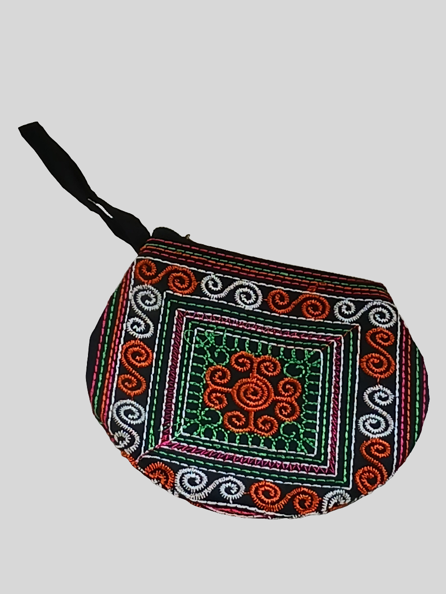 Porte-monnaie tissu brodé