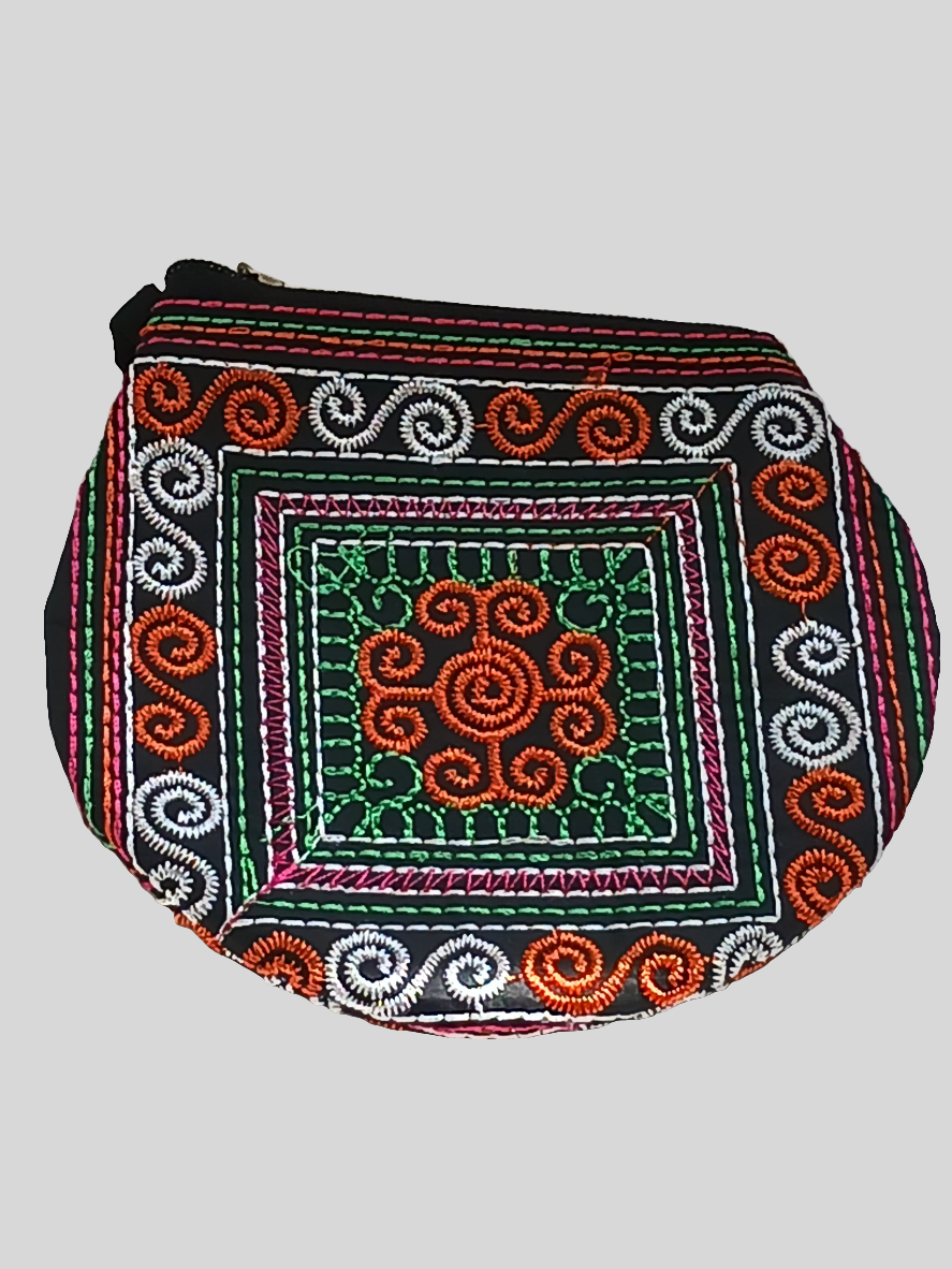 Porte-monnaie tissu brodé