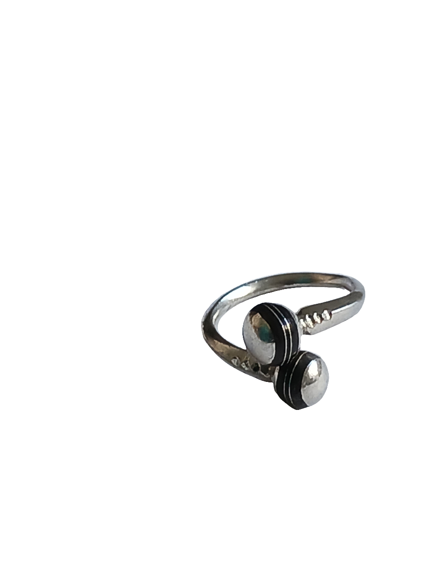 Bague touarègue en argent ciselé et bois d'ébène réglable