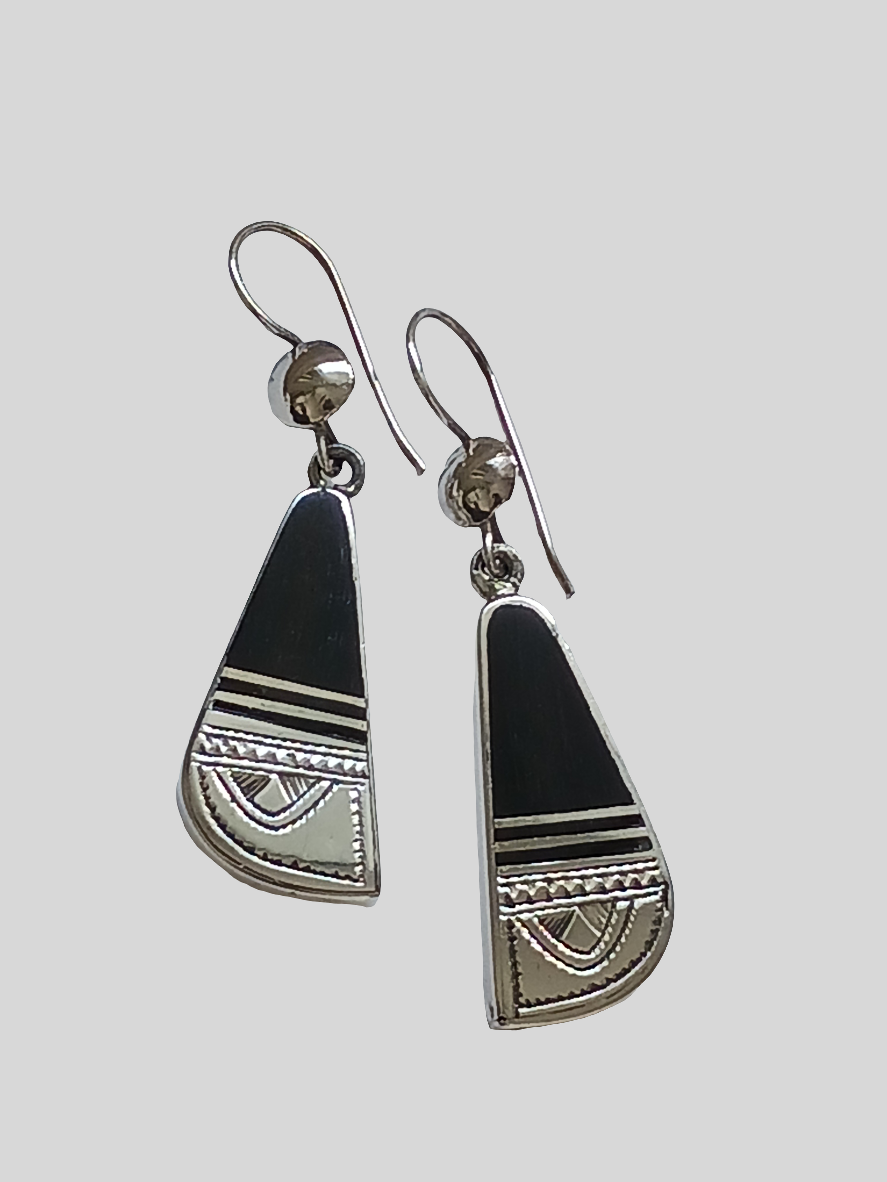Boucles d'oreilles touareg en argent et bois d'ébène