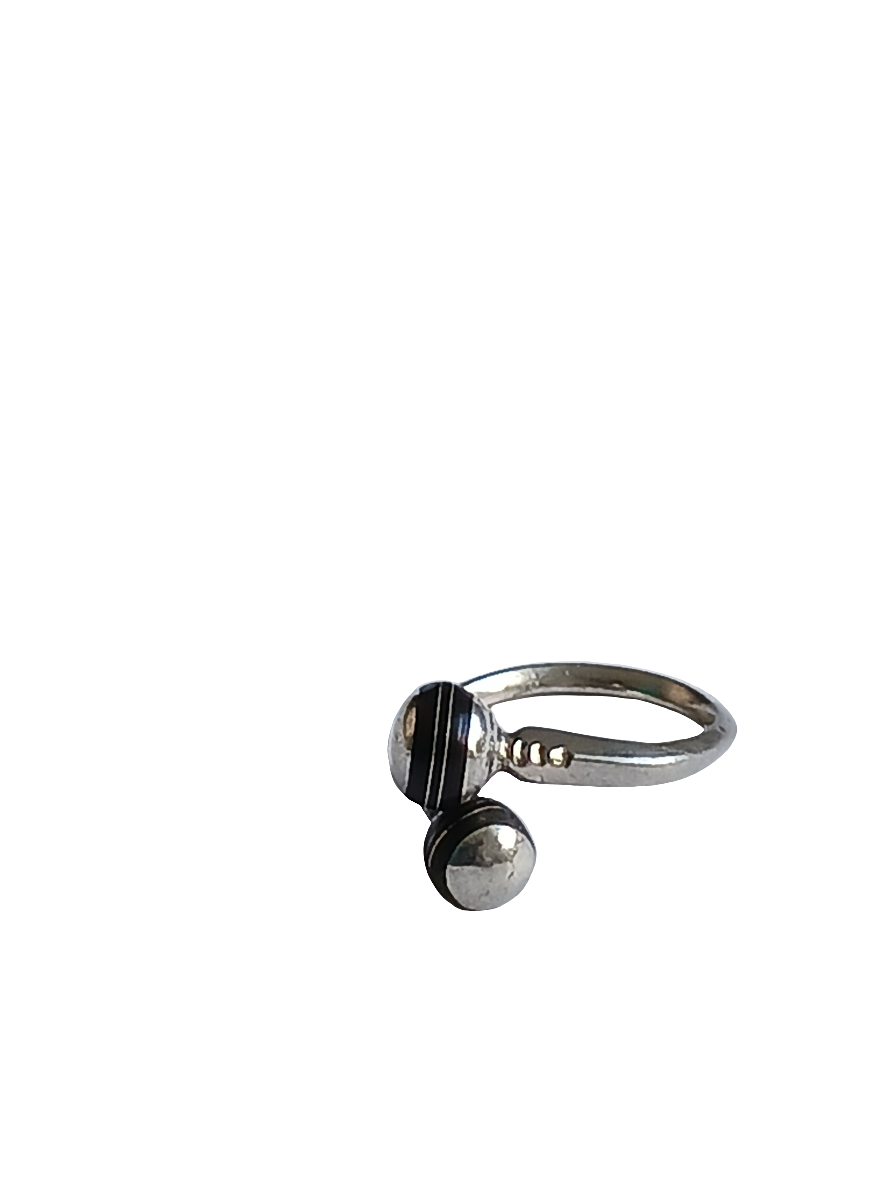 Bague touarègue en argent ciselé et bois d'ébène réglable
