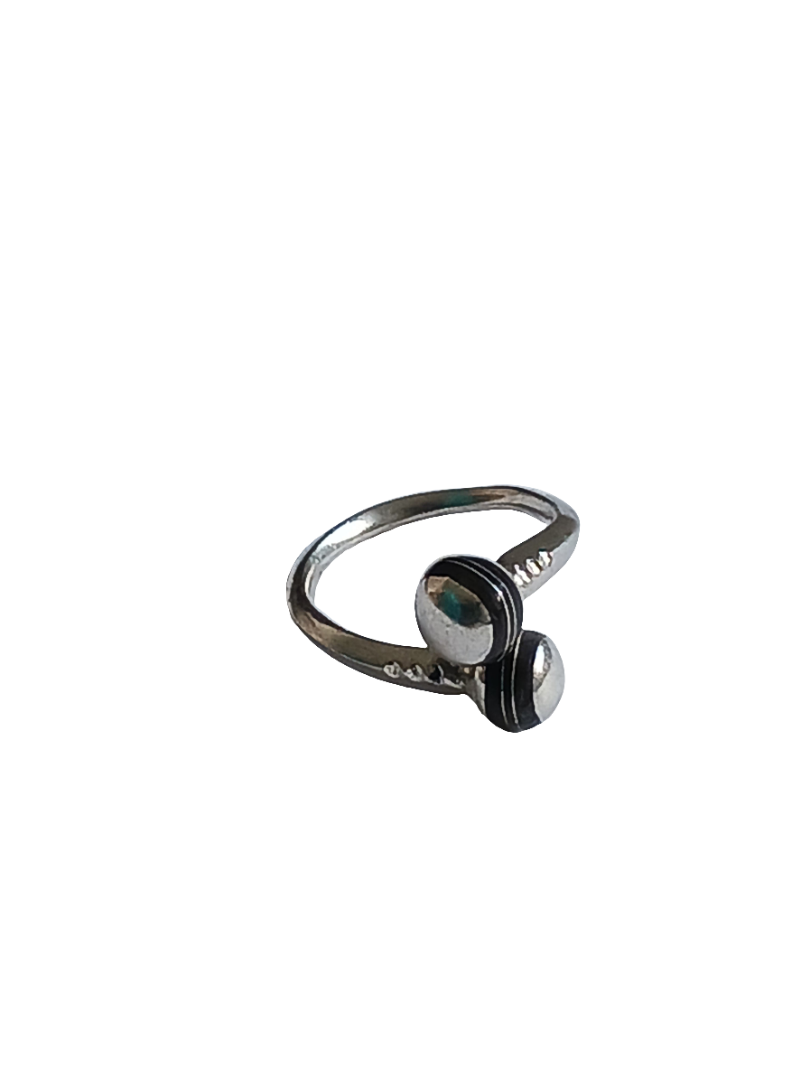 Bague touarègue en argent ciselé et bois d'ébène réglable